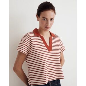 madewell • texture-rib cropped polo tee